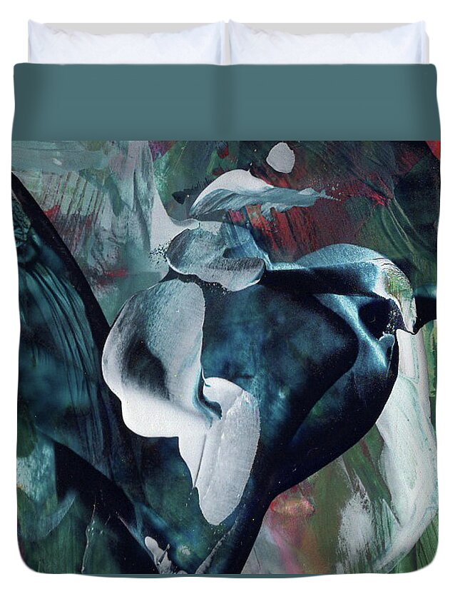 Intuitive Duvet Cover featuring the painting Black Bird by Diane Maley