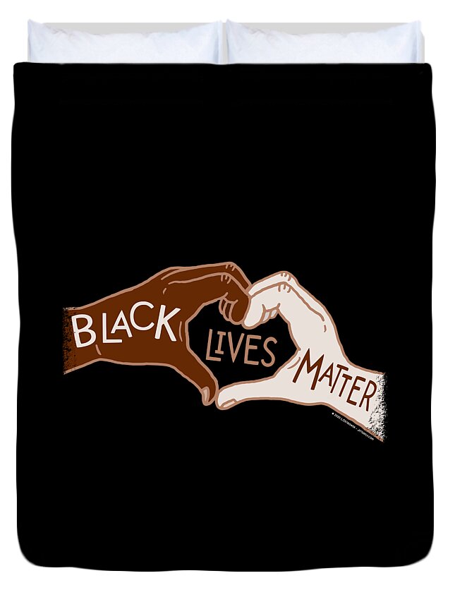 Black Lives Matter Duvet Cover featuring the digital art Black Lives Matters - Heart Hands by Laura Ostrowski