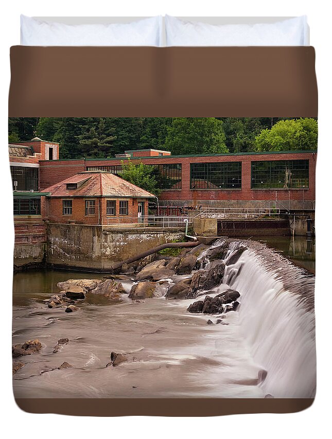 Black Duvet Cover featuring the photograph Black River Falls, Springfield, VT by Betty Denise
