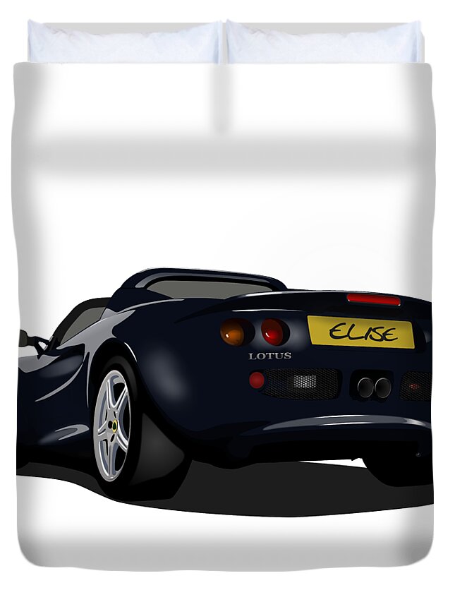 Sports Car Duvet Cover featuring the digital art Black S1 Series One Elise Classic Sports Car by Moospeed Art