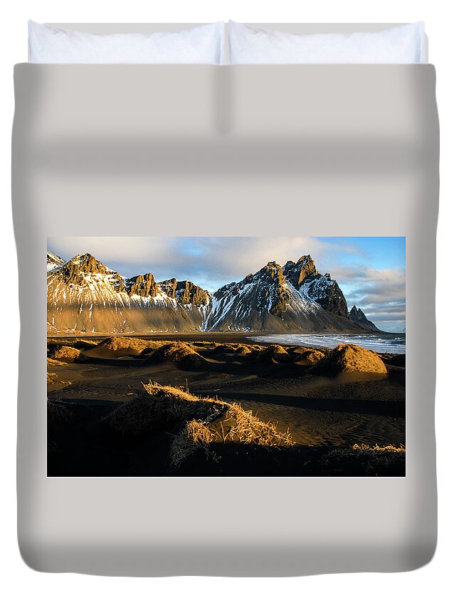 Iceland Duvet Cover featuring the photograph The Language Of Light - Black Sand Beach, Iceland by Earth And Spirit