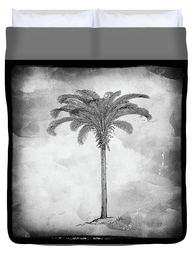 Black Palm Square Duvet Cover featuring the digital art Painted Black Palm Square by Kandy Hurley