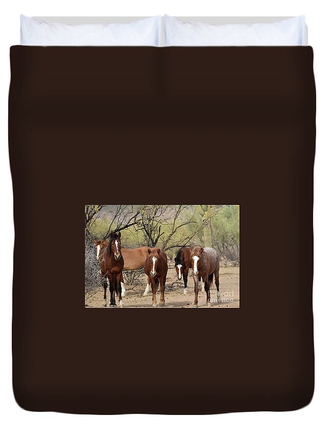 Salt River Wild Horse Duvet Cover featuring the digital art Blazes of Glory by Tammy Keyes