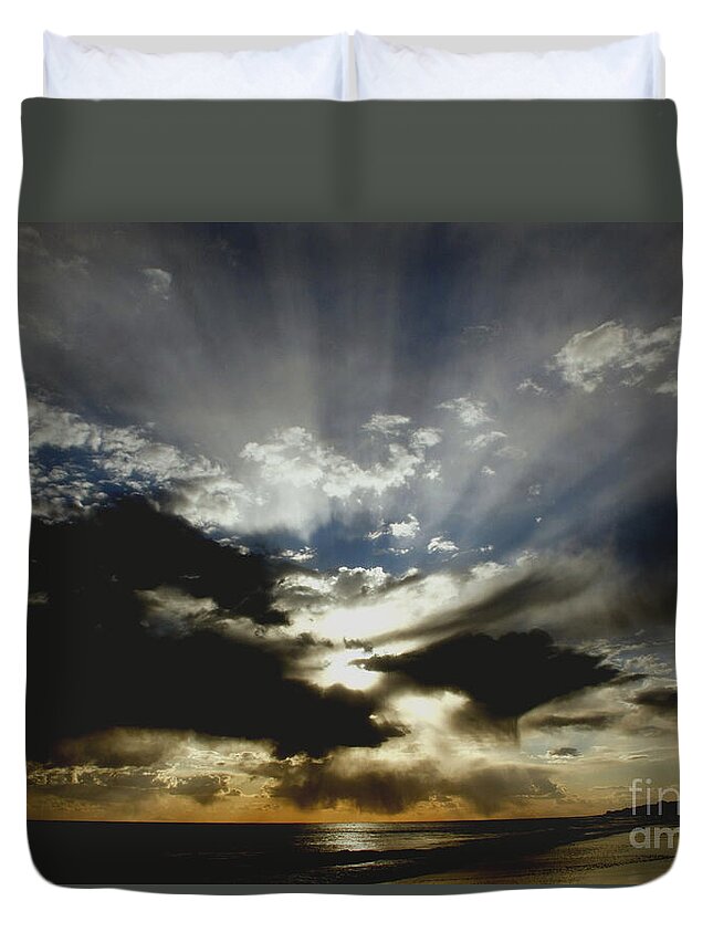 Sunset Duvet Cover featuring the photograph Blazing Clouds by fototaker Tony