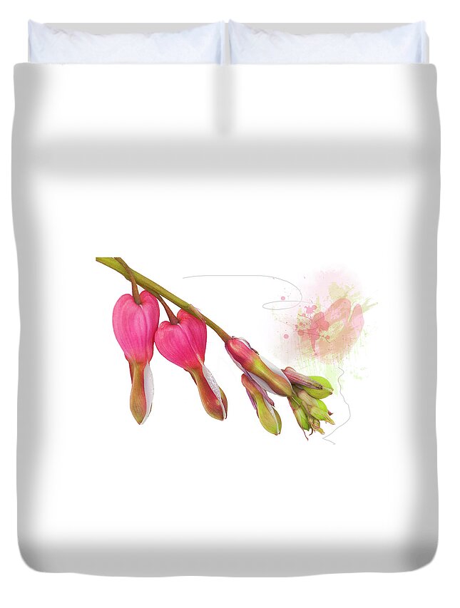 Heart Duvet Cover featuring the mixed media Bleeding Heart by Moira Law