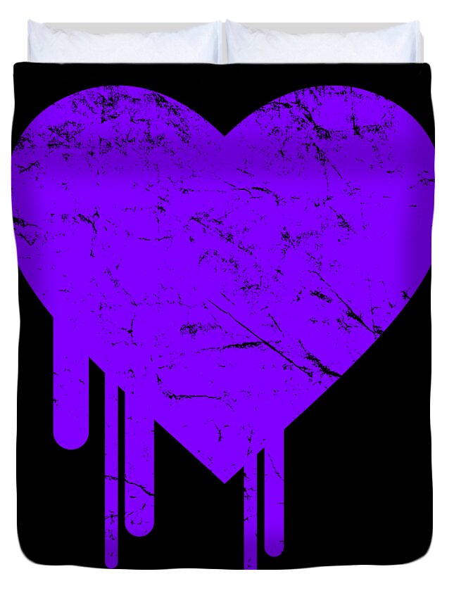 Funny Duvet Cover featuring the digital art Bleeding Purple Heart by Flippin Sweet Gear