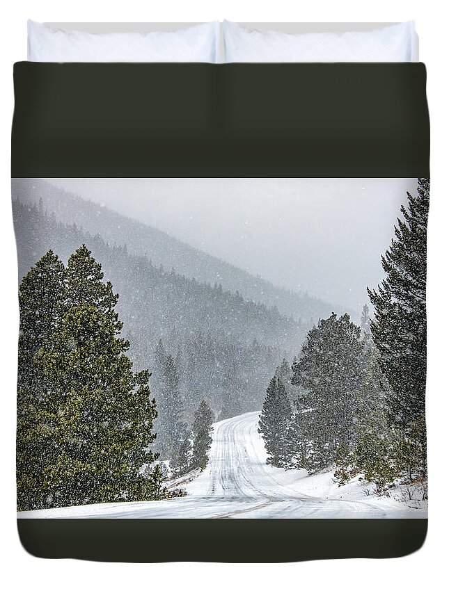 Colorado Duvet Cover featuring the photograph Blizzard in the Rockies by Marcy Wielfaert