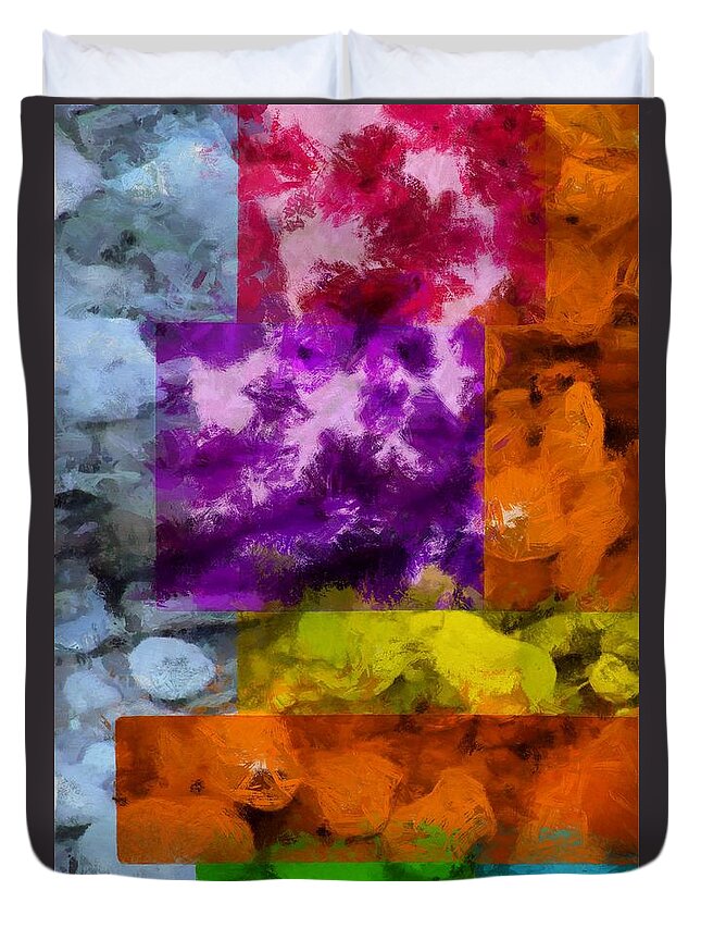 Blocks Duvet Cover featuring the mixed media Blocks and Stones by Christopher Reed