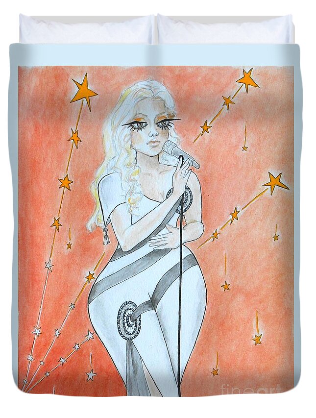 Blond Duvet Cover featuring the painting Blond Bombshell No. 1 by Jayne Somogy