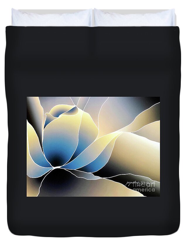 Abstract Duvet Cover featuring the digital art Bloom by Jacqueline Shuler