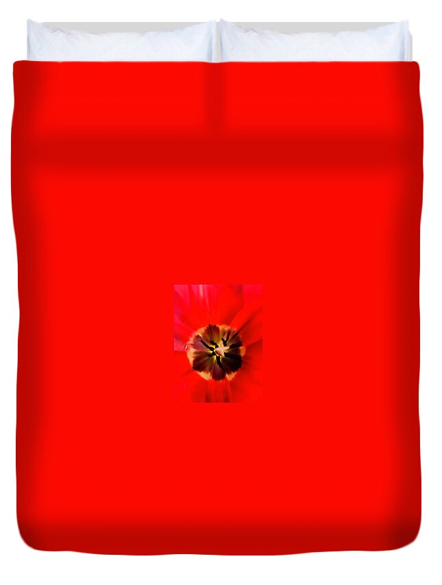 Photography Duvet Cover featuring the photograph Blooming Red by Laura Jaffe
