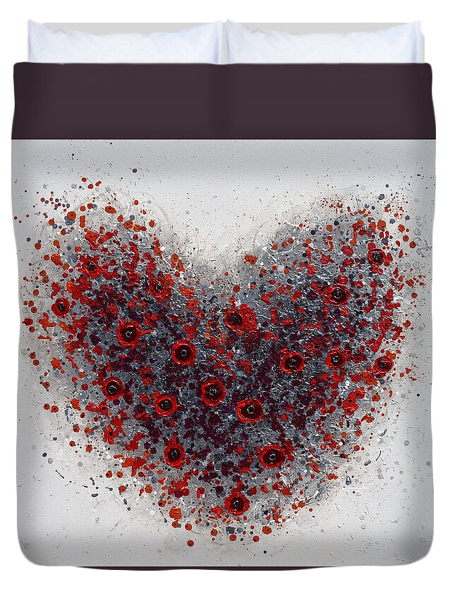 Heart Duvet Cover featuring the painting Blooming with Love by Amanda Dagg