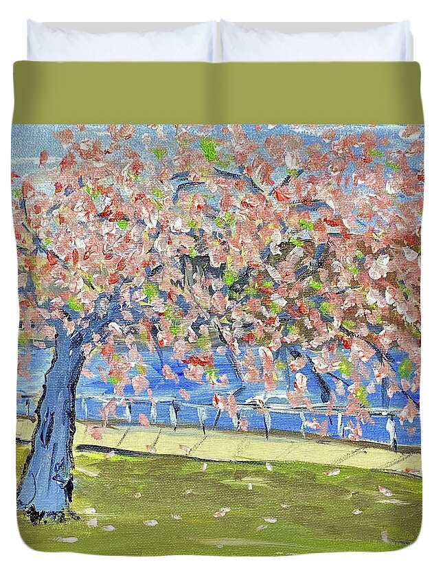  Duvet Cover featuring the painting Blossom Walk by John Macarthur