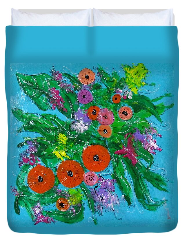 Flowers Duvet Cover featuring the mixed media Blossoms by Barbara O'Toole