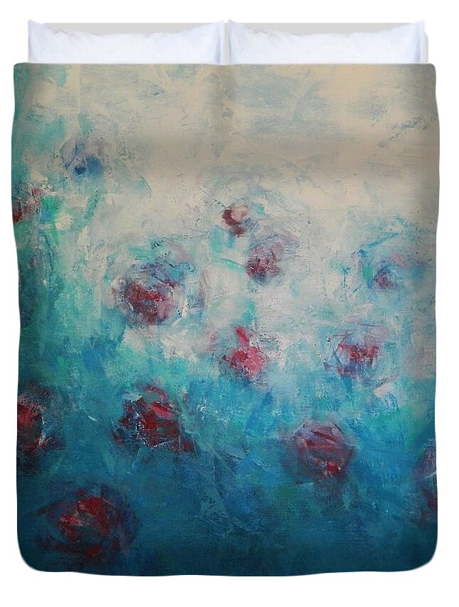 Abstract Duvet Cover featuring the painting Blowin' in the Wind by Dan Campbell