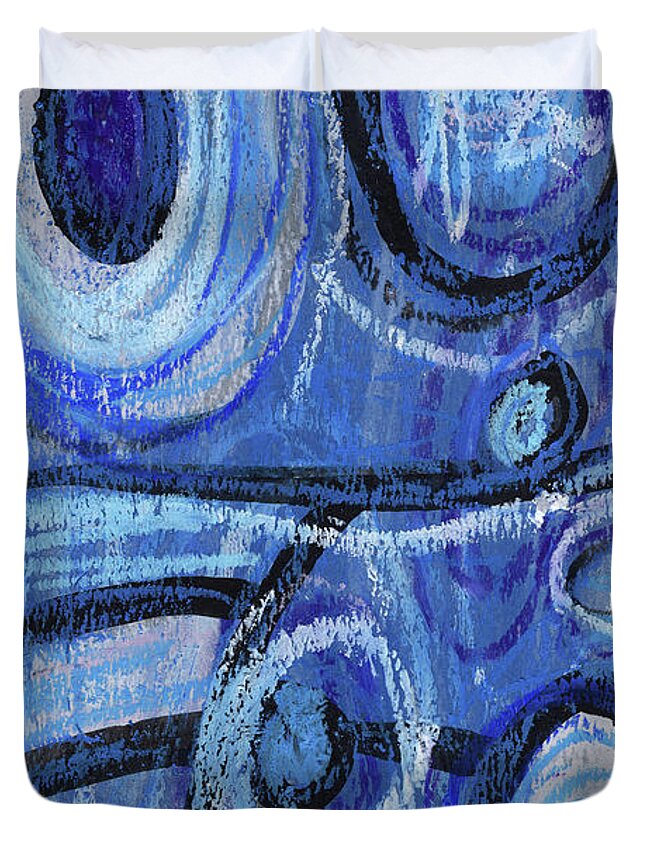 Blue Duvet Cover featuring the painting Blue Abstract 1. Non Objective Art. by Amy E Fraser