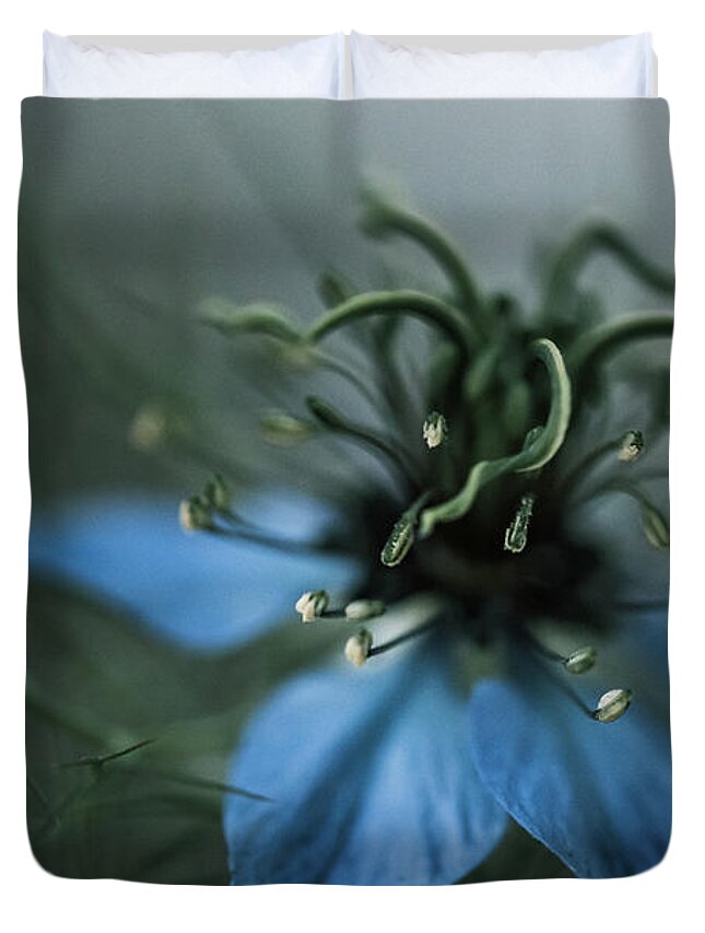 Flower Duvet Cover featuring the photograph Blue Alien Flower by Ada Weyland