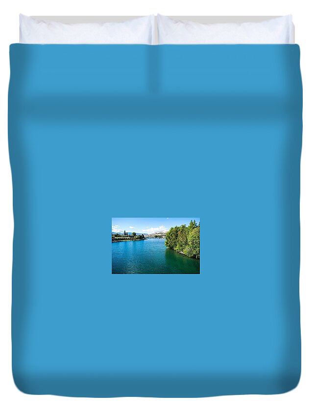 Blue And Green Lake Chelan Duvet Cover featuring the photograph Blue and Green Lake Chelan by Tom Cochran