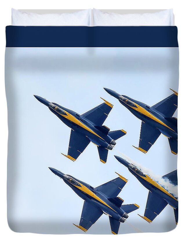 Blue Angels Duvet Cover featuring the photograph Blue Angels 4 In Formation by Gigi Ebert