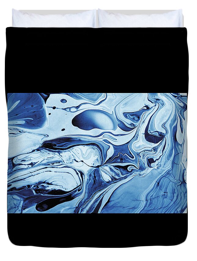 Abstract Duvet Cover featuring the painting Blue Art Abstract by Severija Kirilovaite
