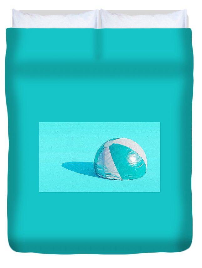Wave Duvet Cover featuring the painting Blue Beach Ball by Tony Rubino