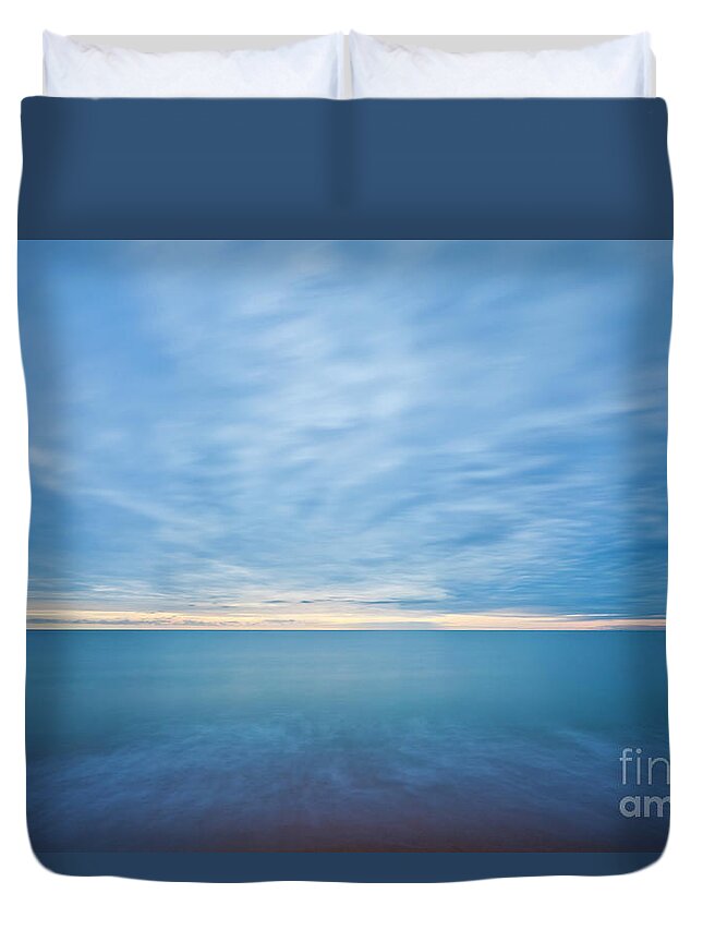 Sunset Sky Duvet Cover featuring the photograph Blue cloud and sea patterns by Neale And Judith Clark