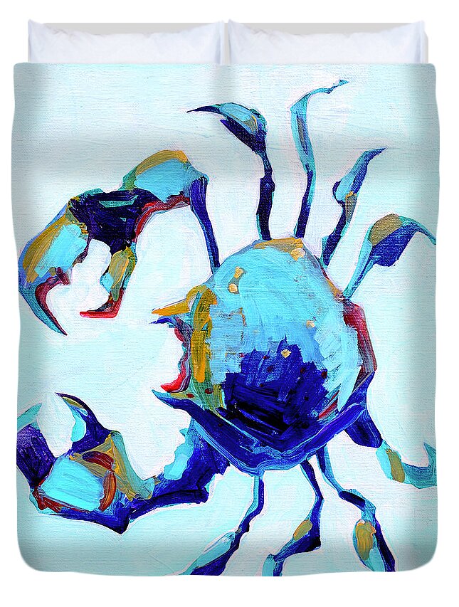 Crab Duvet Cover featuring the painting Blue Crab by Michele Fritz