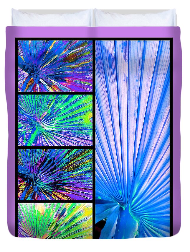Palm Fans Duvet Cover featuring the digital art Cool Blue Fans by Pamela Smale Williams