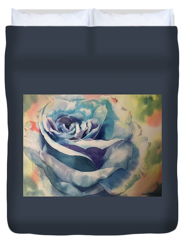Blue Roses Duvet Cover featuring the painting Blue Flow by Tara Moorman