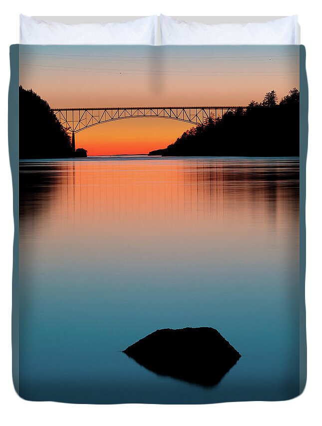 Bridge Duvet Cover featuring the photograph Blue Hour Bridge by Michael Rauwolf