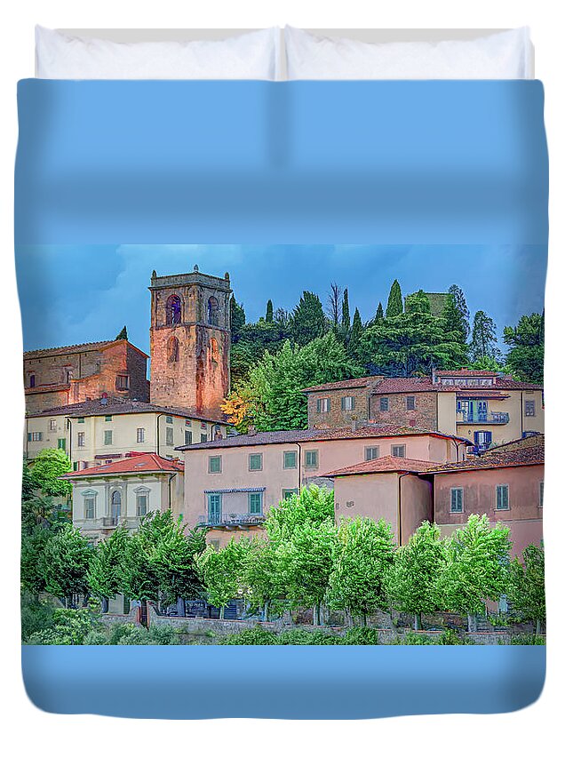 Montecatini Duvet Cover featuring the photograph Blue Hour in Montecatini Alto by Marcy Wielfaert