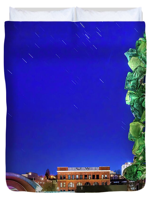 Blue Duvet Cover featuring the photograph Blue Hour on the MOG Pedestrian Bridge by Rob Green