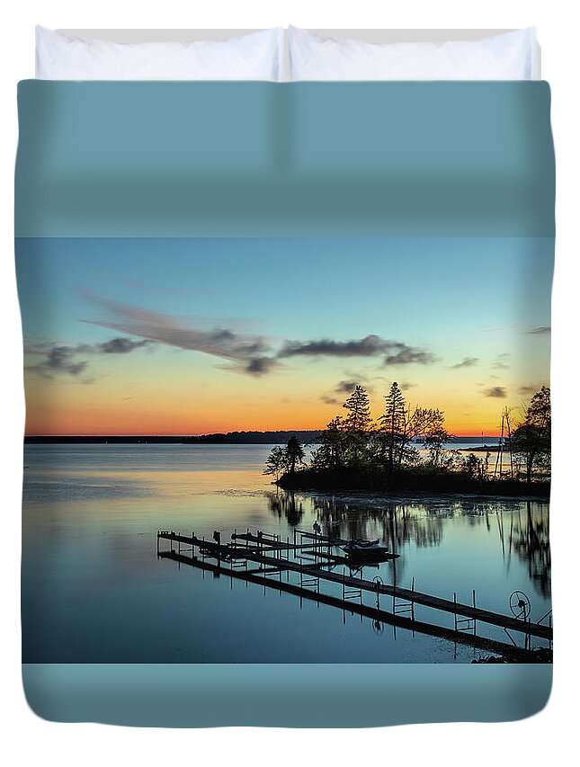Blue Duvet Cover featuring the photograph Blue Light Special by Rod Best