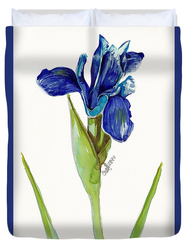 Iris Duvet Cover featuring the painting Blue Me by George Cret