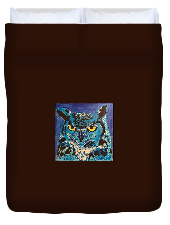 Pets Duvet Cover featuring the painting Blue Own by Kathie Camara