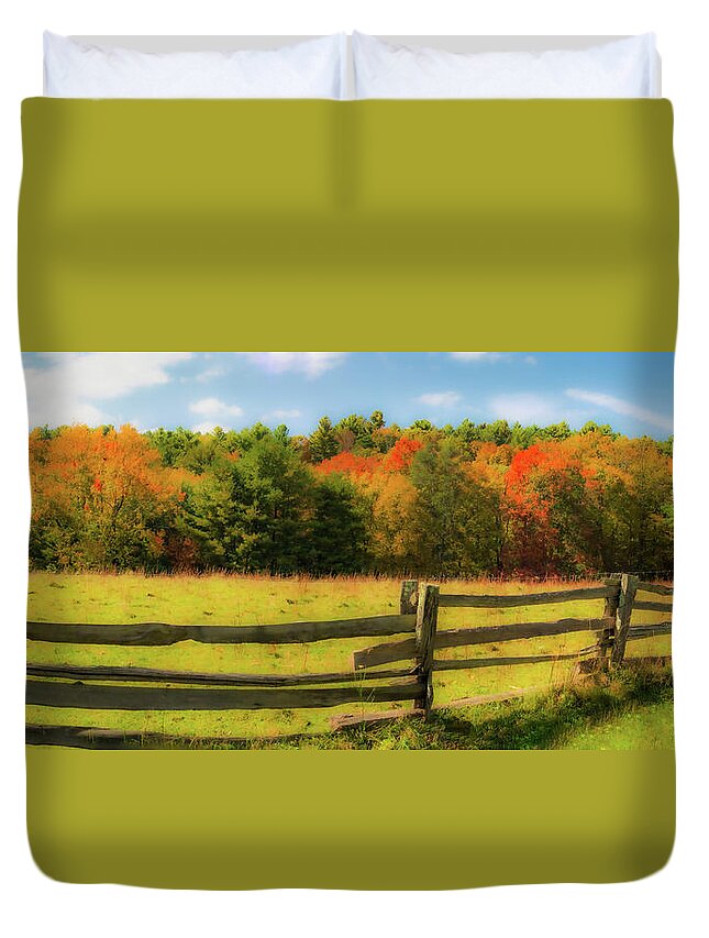 Fall Colors Duvet Cover featuring the photograph Blue Ridge Autumn Panorama fx 1122 by Dan Carmichael