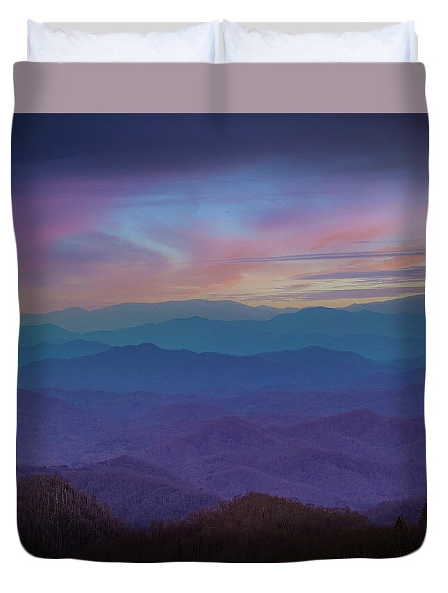 Brp Duvet Cover featuring the photograph Blue Ridge Sunset by Nick Noble
