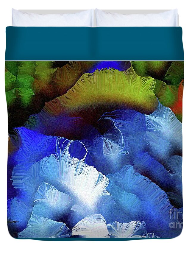 Remembrance Duvet Cover featuring the painting Blue Rose of Remembrance for Black Lives Gone Too Soon by Aberjhani