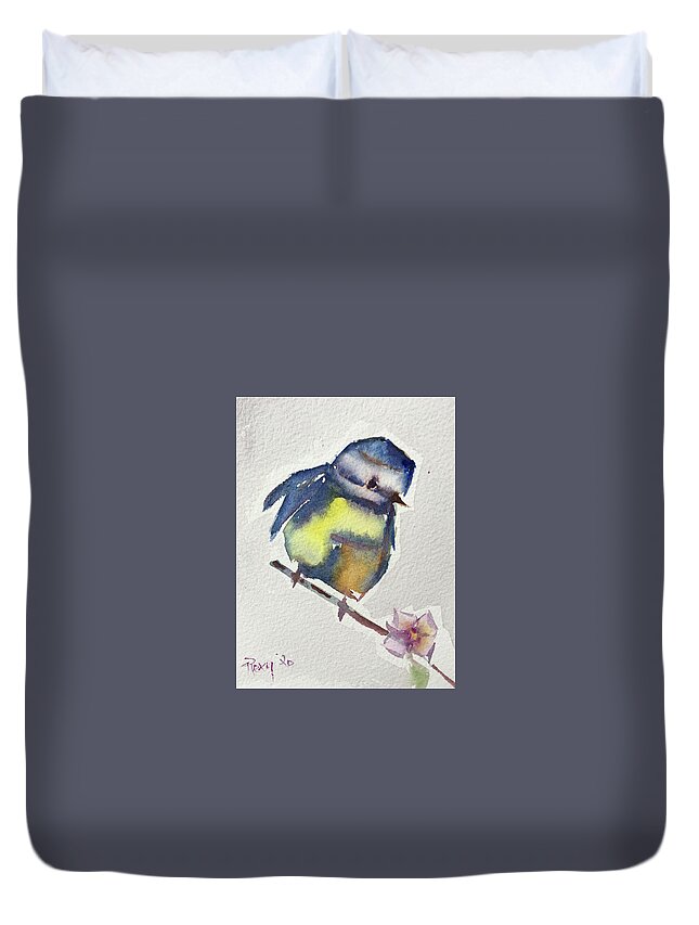 Blue Tit Duvet Cover featuring the painting Blue by Roxy Rich