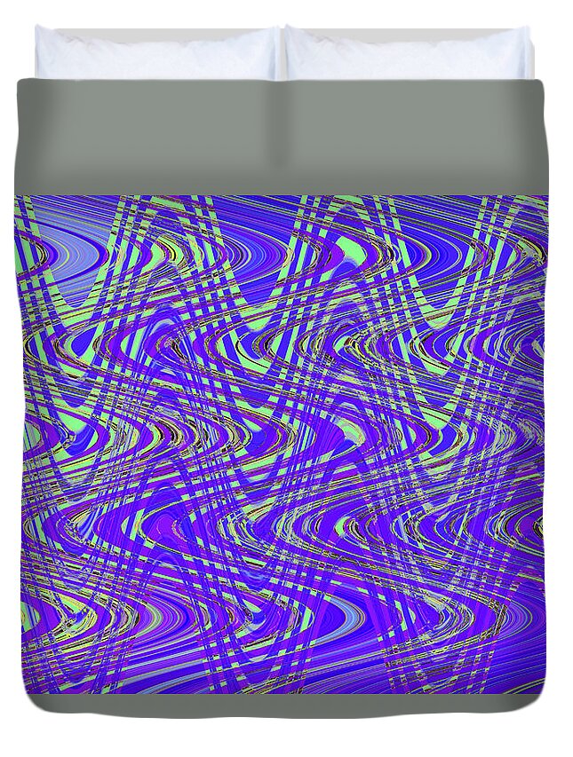 Blue Shower Curtain Abstract Duvet Cover featuring the digital art Blue Shower Curtain Abstract by Tom Janca