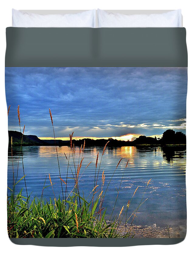 Water Reflections Duvet Cover featuring the photograph Blue by Susie Loechler