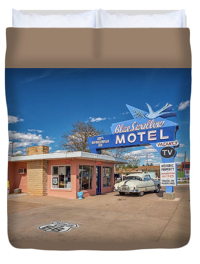 Blue Swallow Motel Duvet Cover featuring the photograph Blue Swallow Motel by Jurgen Lorenzen