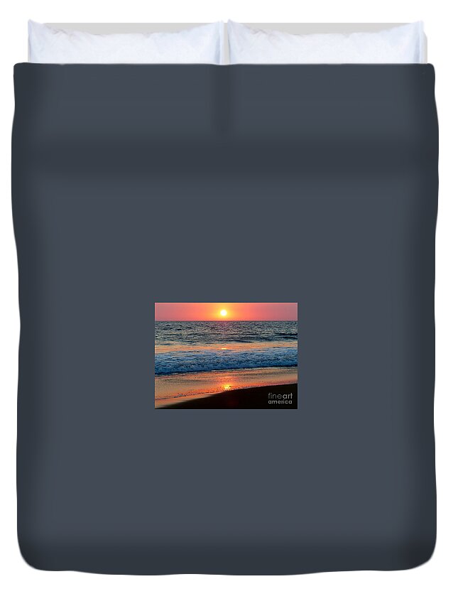 Orange Reflections On Water Duvet Cover featuring the photograph Blue Wave by Rosanne Licciardi