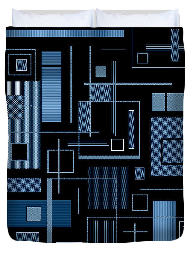 Blue Duvet Cover featuring the digital art Blue Works Too by Designs By L