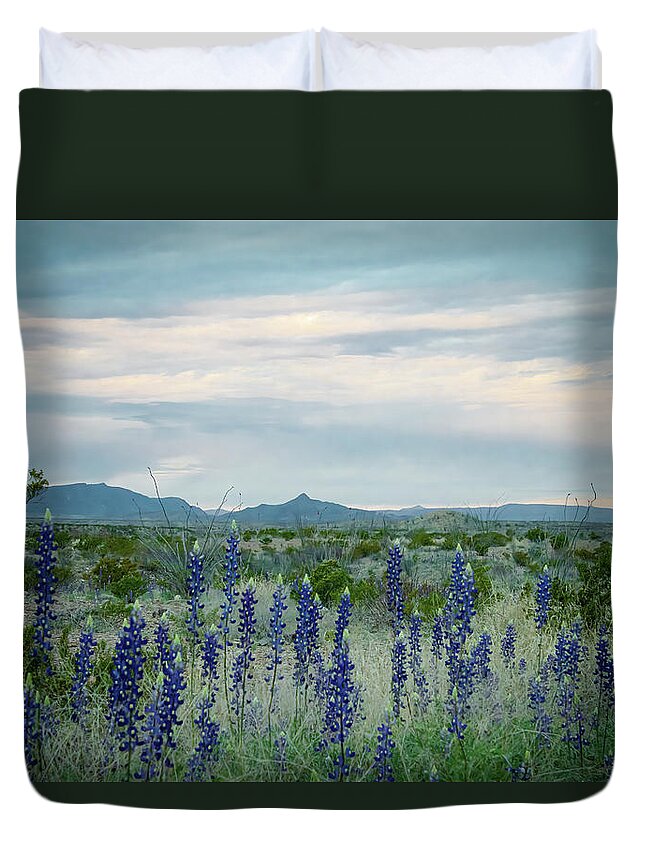 Bluebonnets Duvet Cover featuring the photograph Bluebonnets Reaching for the Sky by Pam Rendall