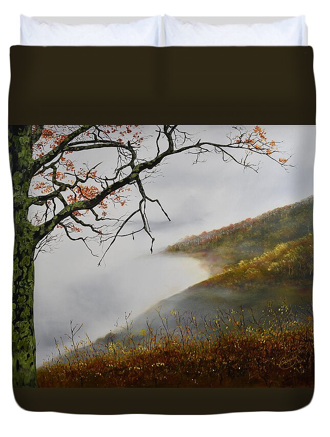 Oak Duvet Cover featuring the painting Blueridge Mossy Oak by William Dickgraber