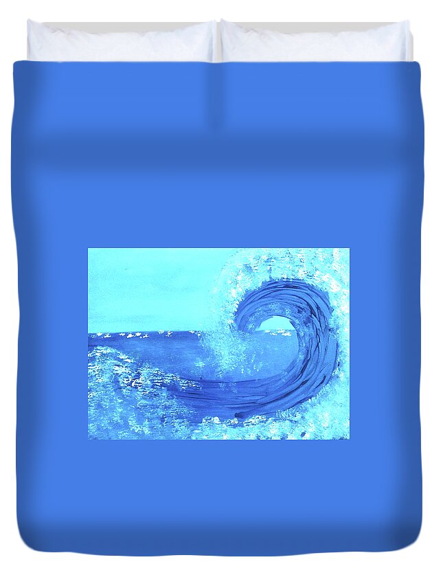 Blue Duvet Cover featuring the painting BlueWave by Anna Adams