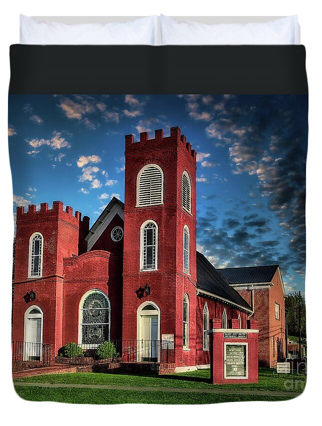 Bluff City Duvet Cover featuring the photograph Bluff City United Methodist Church by Shelia Hunt