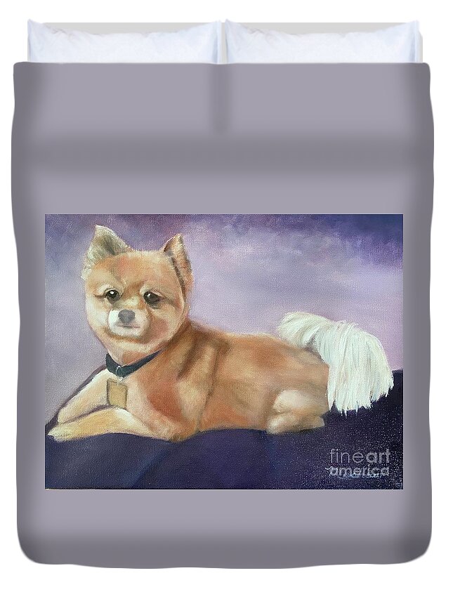 Dog Duvet Cover featuring the painting Bo by Sheila Mashaw