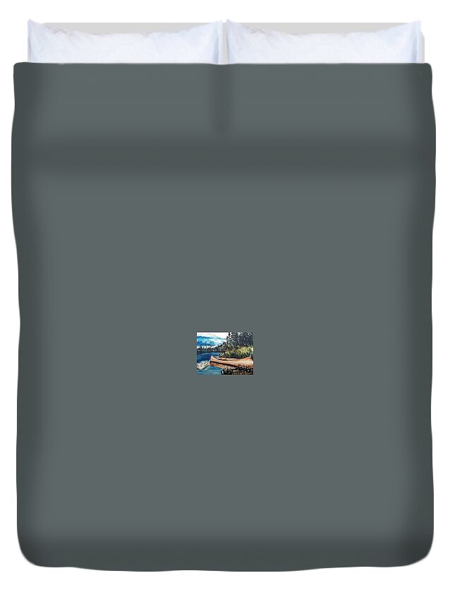  Duvet Cover featuring the painting Boat by Angie ONeal